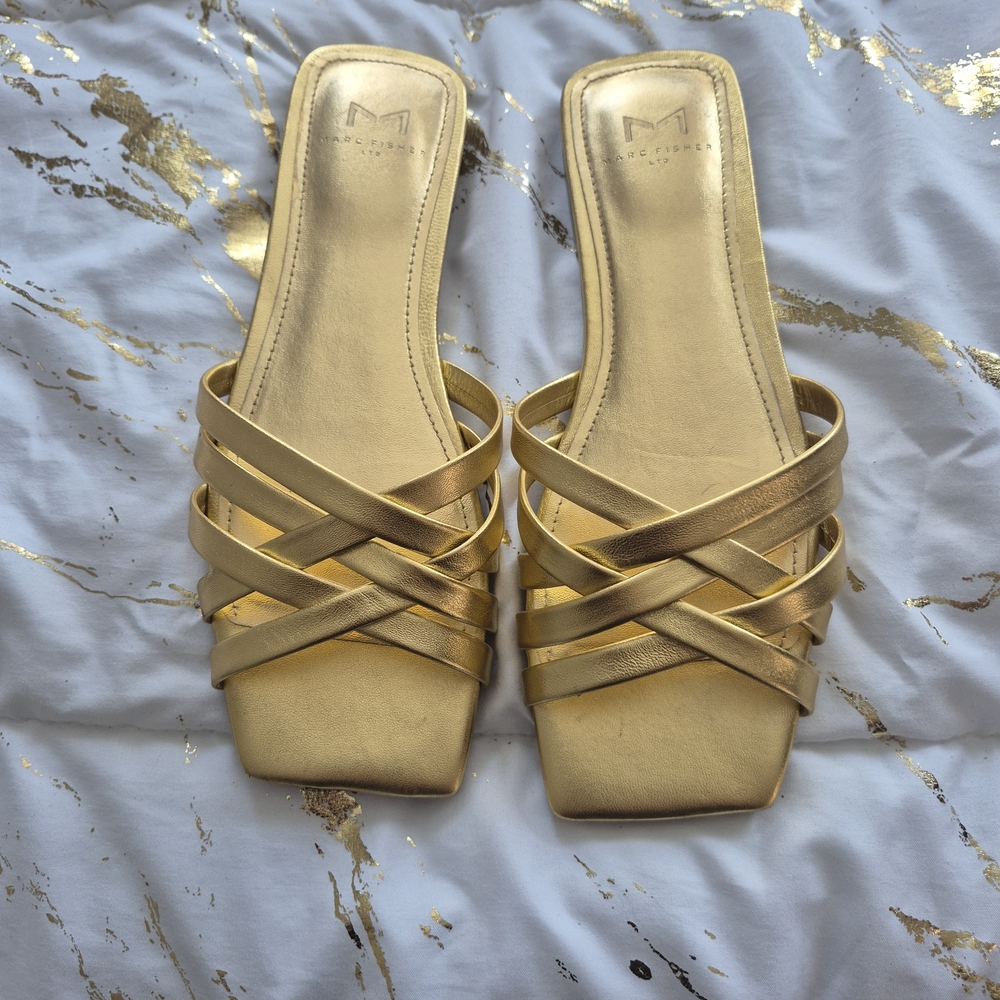 Marc Fisher Gold Strappy Sandals